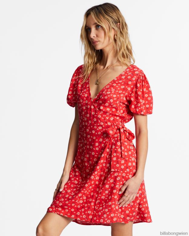 Billabong Clothing 00V681942 | Billabong Hot Tropicals Mini-Wickelkleid heller Mohn Frauen