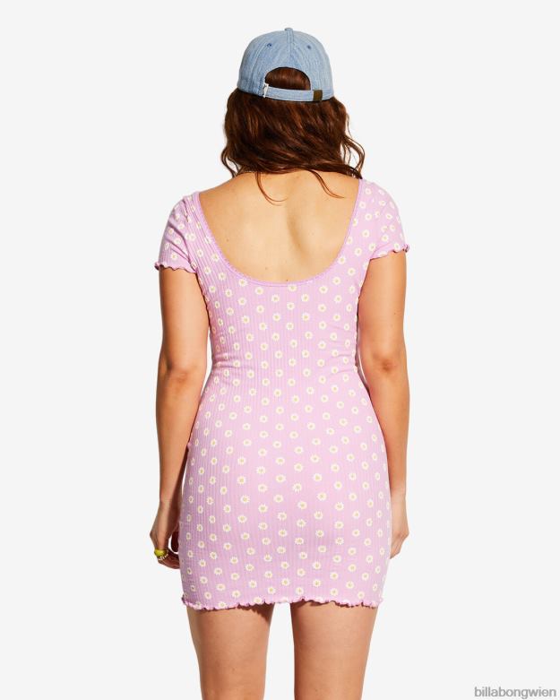 Billabong Clothing 00V681986 | Billabong billabong x smiley haben ein tolles Gänseblümchen-T-Shirt-Kleid Dame Lavendel Frauen