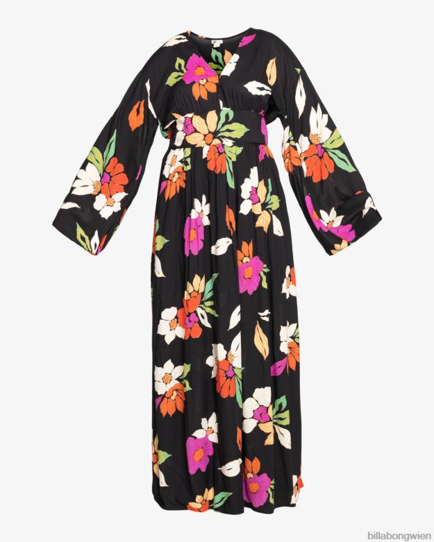 Billabong Clothing 00V682093 | Billabong Langärmliges Maxikleid von Night Bloom schwarzer Kieselstein Frauen