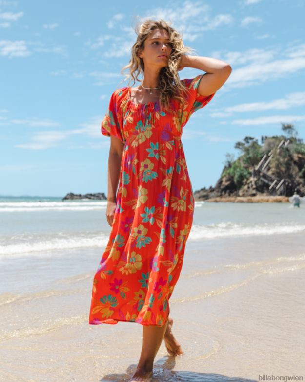 Billabong Clothing 00V682108 | Billabong wahres Romantik-Midikleid heller Mohn Frauen