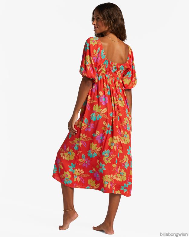 Billabong Clothing 00V682108 | Billabong wahres Romantik-Midikleid heller Mohn Frauen