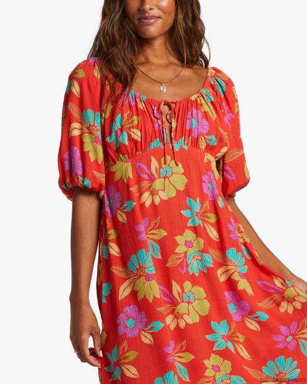 Billabong Clothing 00V682108 | Billabong wahres Romantik-Midikleid heller Mohn Frauen