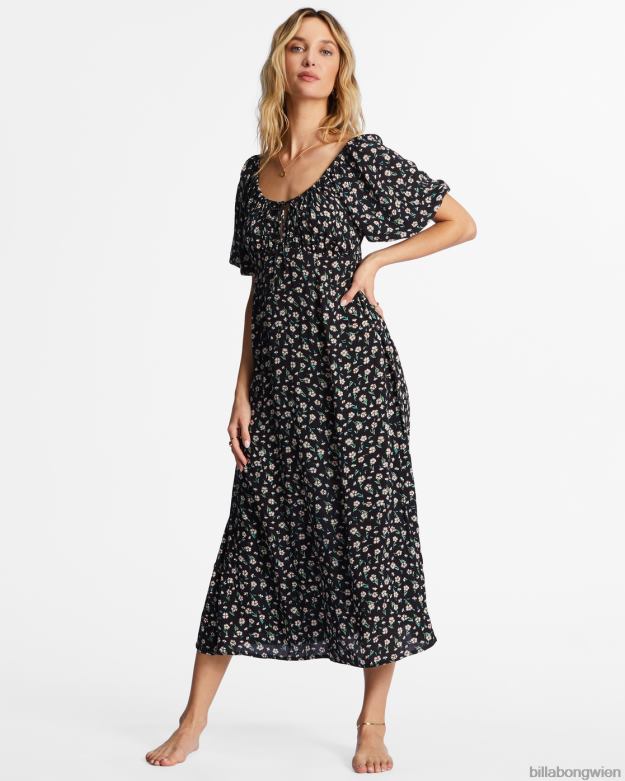Billabong Clothing 00V682181 | Billabong wahres Romantik-Midikleid schwarzer Kieselstein Frauen