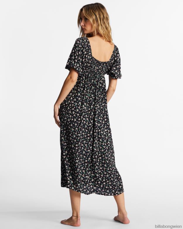 Billabong Clothing 00V682181 | Billabong wahres Romantik-Midikleid schwarzer Kieselstein Frauen