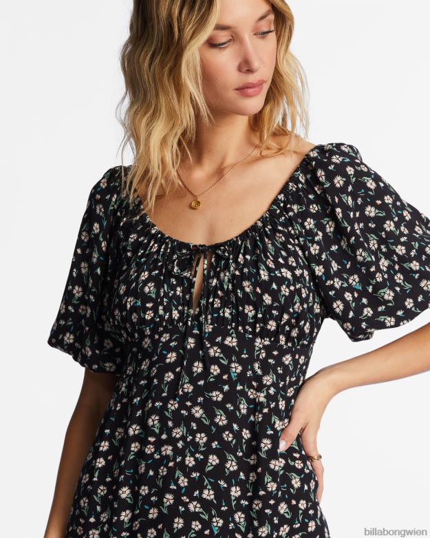 Billabong Clothing 00V682181 | Billabong wahres Romantik-Midikleid schwarzer Kieselstein Frauen