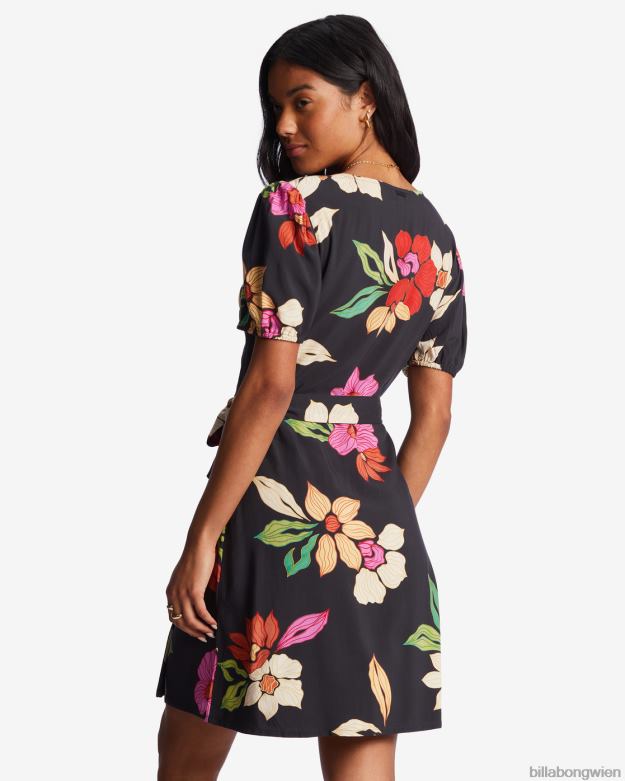 Billabong Clothing 00V682183 | Billabong Hot Tropicals Mini-Wickelkleid schwarzer Kieselstein Frauen