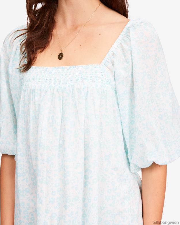 Billabong Clothing 00V682313 | Billabong Babydoll-Kleid mit Blumenfeldern Regentropfen Frauen