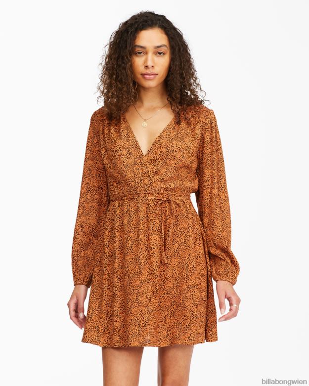 Billabong Clothing 00V682358 | Billabong Frühlingsromantisches Mini-Wickelkleid Toffee Frauen