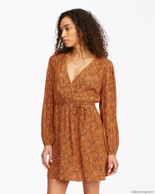Billabong Clothing 00V682358 | Billabong Frühlingsromantisches Mini-Wickelkleid Toffee Frauen