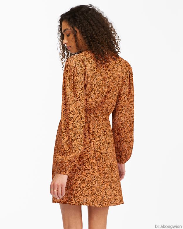 Billabong Clothing 00V682358 | Billabong Frühlingsromantisches Mini-Wickelkleid Toffee Frauen