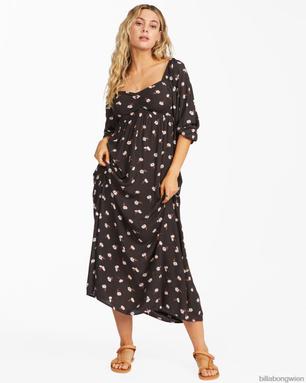 Billabong Clothing 00V682359 | Billabong weggefegtes Midikleid aus schwarz Frauen
