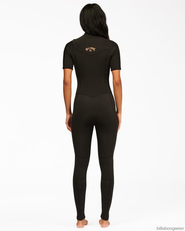 Billabong Clothing 00V682597 | Billabong 2/2-Synergy-Neoprenanzug mit mittlerem Reißverschluss und kurzen Ärmeln schwarze Krawattenfarbe Frauen