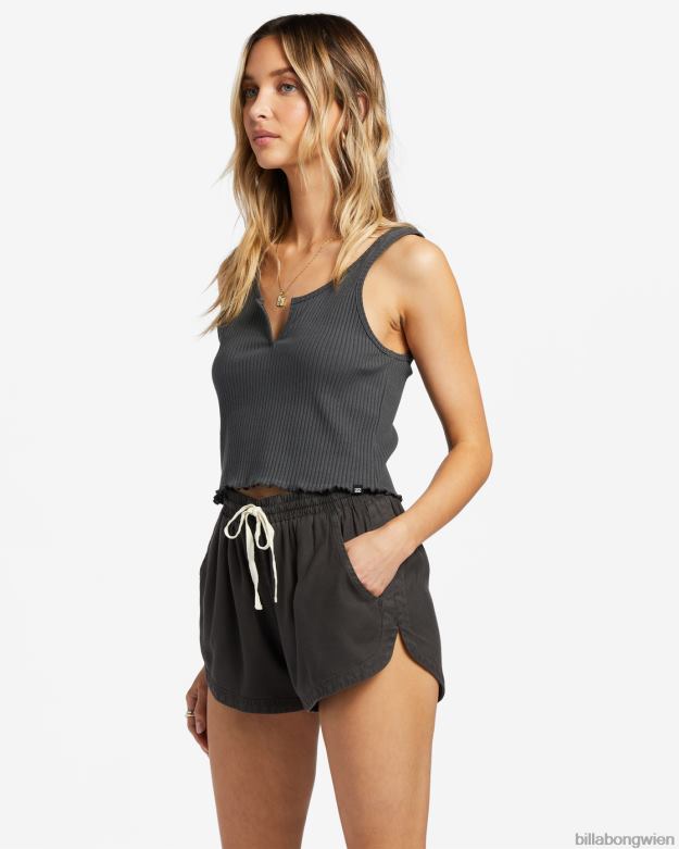 Billabong Clothing 00V681757 | Billabong Geripptes Tanktop mit Kerbe aus schwarz Frauen