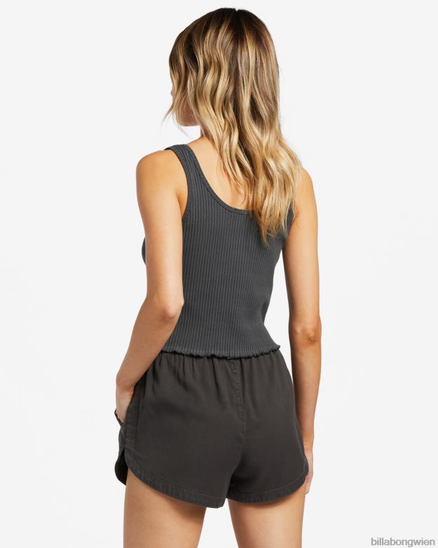Billabong Clothing 00V681757 | Billabong Geripptes Tanktop mit Kerbe aus schwarz Frauen