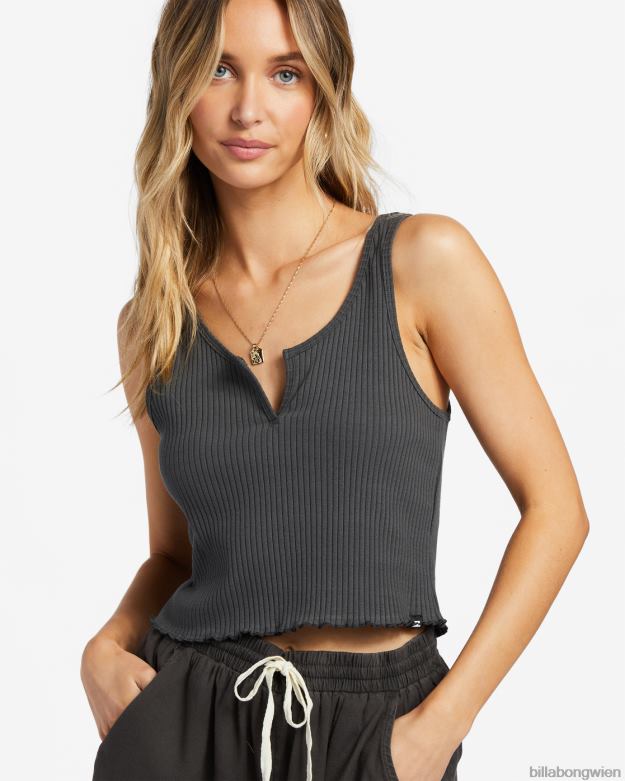 Billabong Clothing 00V681757 | Billabong Geripptes Tanktop mit Kerbe aus schwarz Frauen