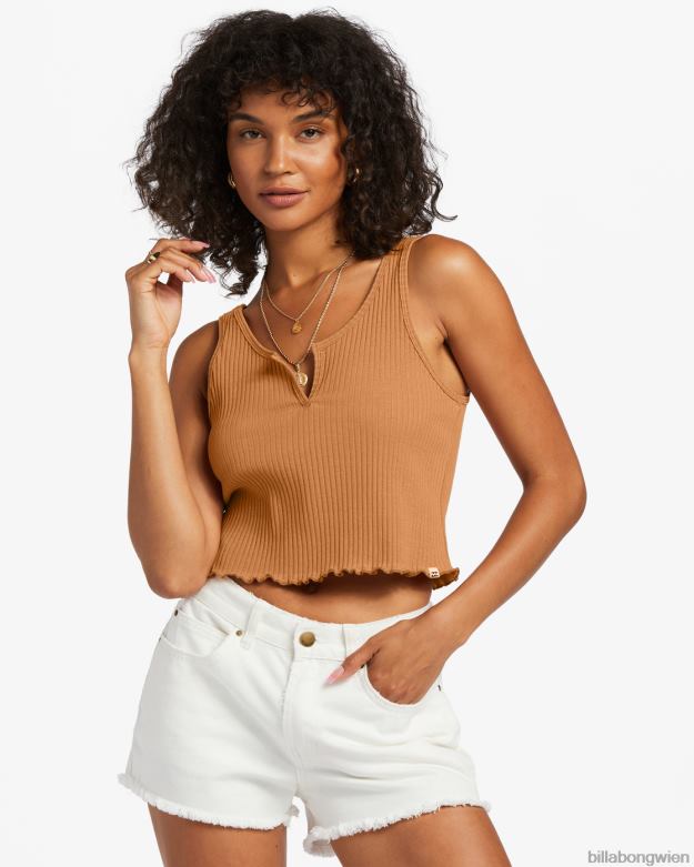 Billabong Clothing 00V681797 | Billabong Geripptes Tanktop mit Kerbe Sommergewürz Frauen