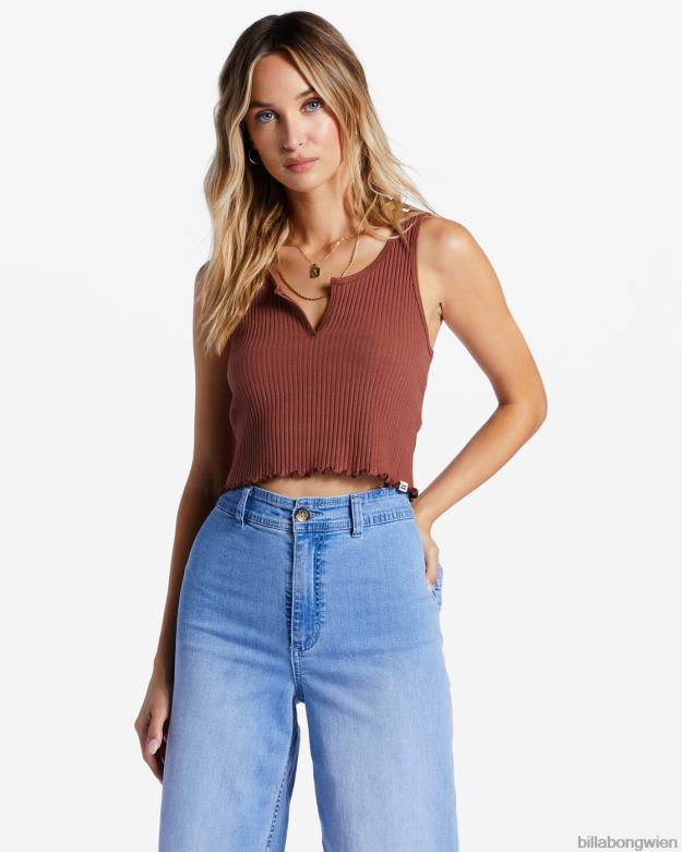 Billabong Clothing 00V682025 | Billabong Geripptes Tanktop mit Kerbe Mokka Frauen