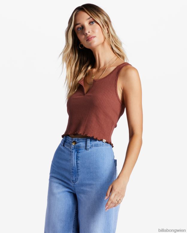 Billabong Clothing 00V682025 | Billabong Geripptes Tanktop mit Kerbe Mokka Frauen