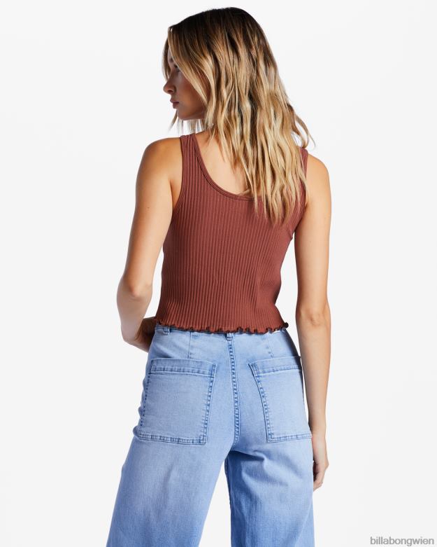Billabong Clothing 00V682025 | Billabong Geripptes Tanktop mit Kerbe Mokka Frauen