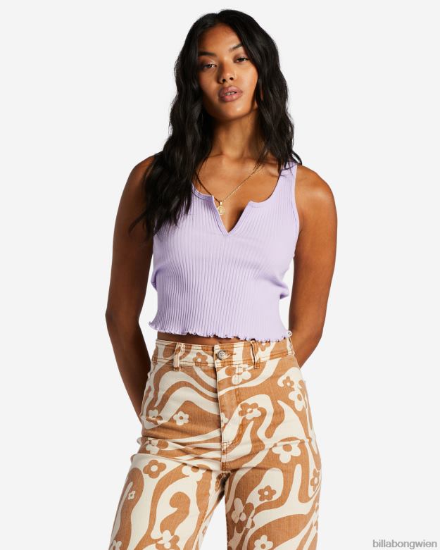 Billabong Clothing 00V682032 | Billabong Geripptes Tanktop mit Kerbe lila Brise Frauen