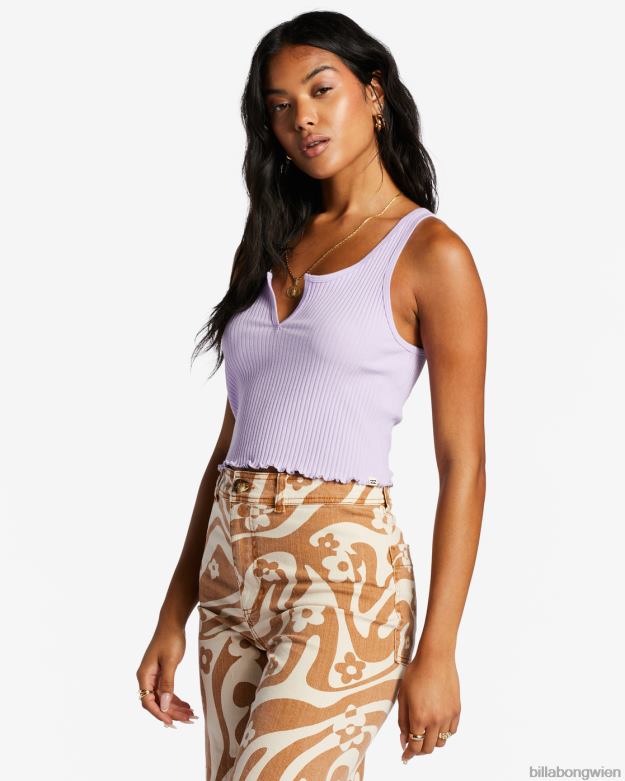 Billabong Clothing 00V682032 | Billabong Geripptes Tanktop mit Kerbe lila Brise Frauen