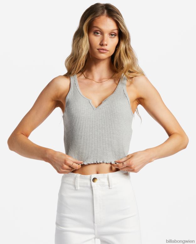 Billabong Clothing 00V682101 | Billabong Geripptes Tanktop mit Kerbe sportliches Grau Frauen
