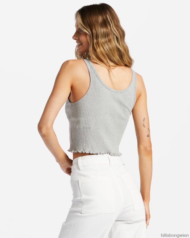 Billabong Clothing 00V682101 | Billabong Geripptes Tanktop mit Kerbe sportliches Grau Frauen