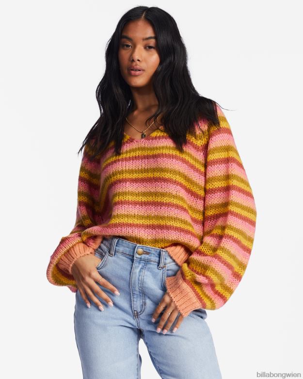 Billabong Clothing 00V682229 | Billabong Ein unkomplizierter Pullover mit V-Ausschnitt Canyon-Sonnenuntergang Frauen