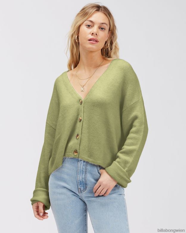 Billabong Clothing 00V682311 | Billabong Short n Sweet 2 verkürzter Cardigan-Pullover Avocado Frauen