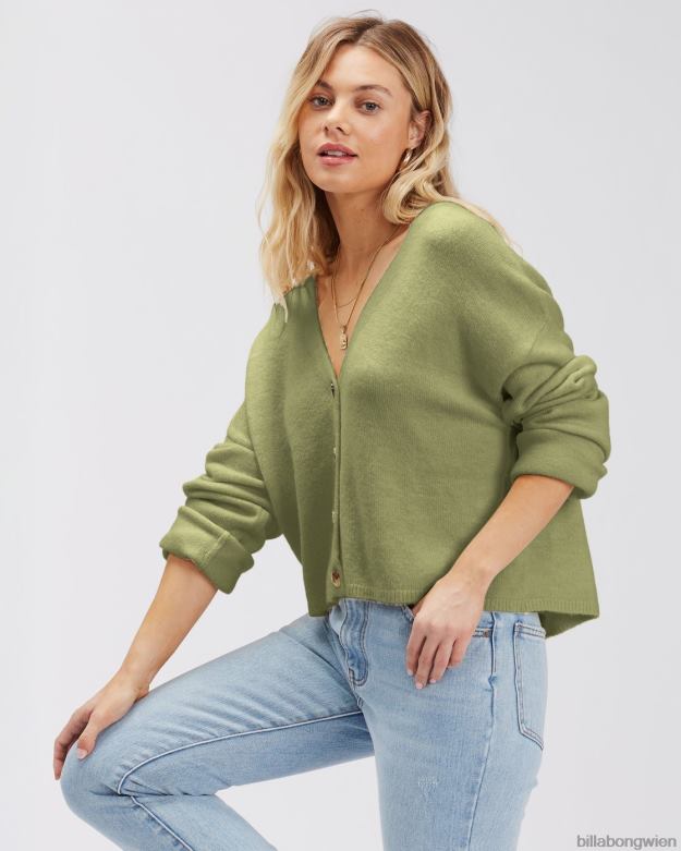 Billabong Clothing 00V682311 | Billabong Short n Sweet 2 verkürzter Cardigan-Pullover Avocado Frauen