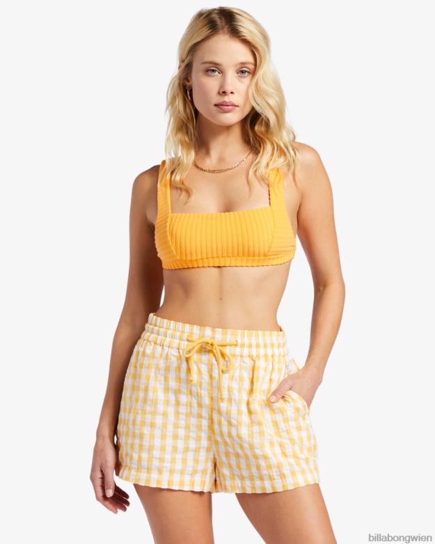 Billabong Clothing 00V681896 | Billabong Day Tripper Sunshine Check elastische Shorts Gold Frauen