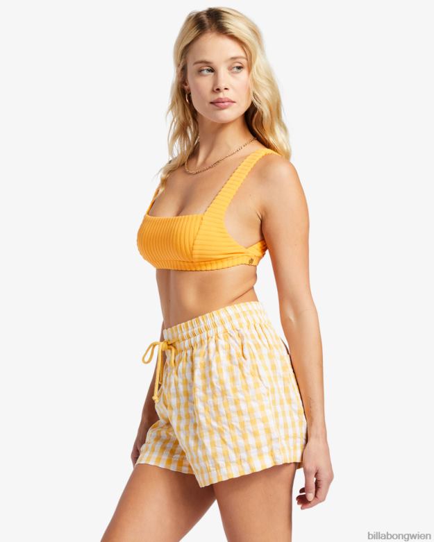 Billabong Clothing 00V681896 | Billabong Day Tripper Sunshine Check elastische Shorts Gold Frauen