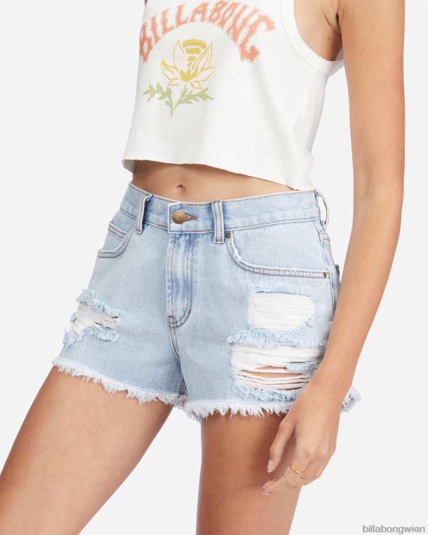 Billabong Clothing 00V682250 | Billabong Lassen Sie ausgefranste Jeansshorts hinter sich gewaschener Denim Frauen