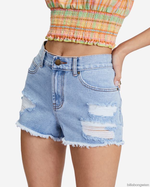 Billabong Clothing 00V682286 | Billabong Lassen Sie ausgefranste Jeansshorts hinter sich gewaschener Denim Frauen