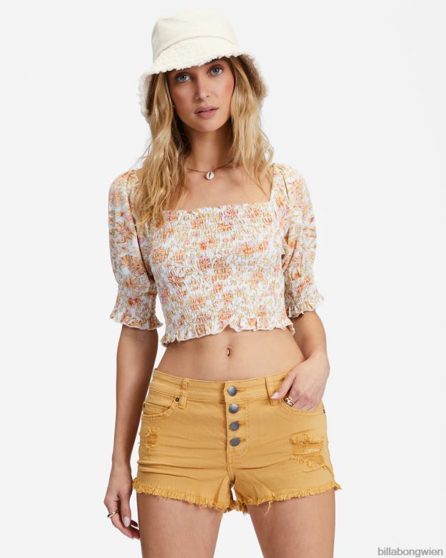 Billabong Clothing 00V682310 | Billabong Jeansshorts mit Knöpfen goldener Stern Frauen