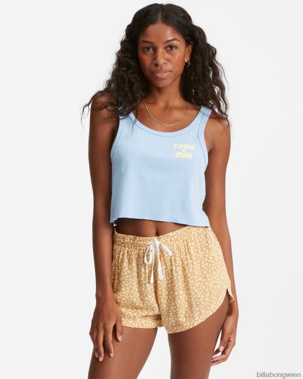 Billabong Clothing 00V682365 | Billabong Road Trippin Crinkle-Shorts mit elastischem Bund helles Sonnenuntergangsgold Frauen