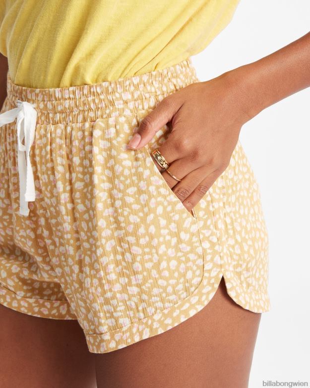 Billabong Clothing 00V682365 | Billabong Road Trippin Crinkle-Shorts mit elastischem Bund helles Sonnenuntergangsgold Frauen