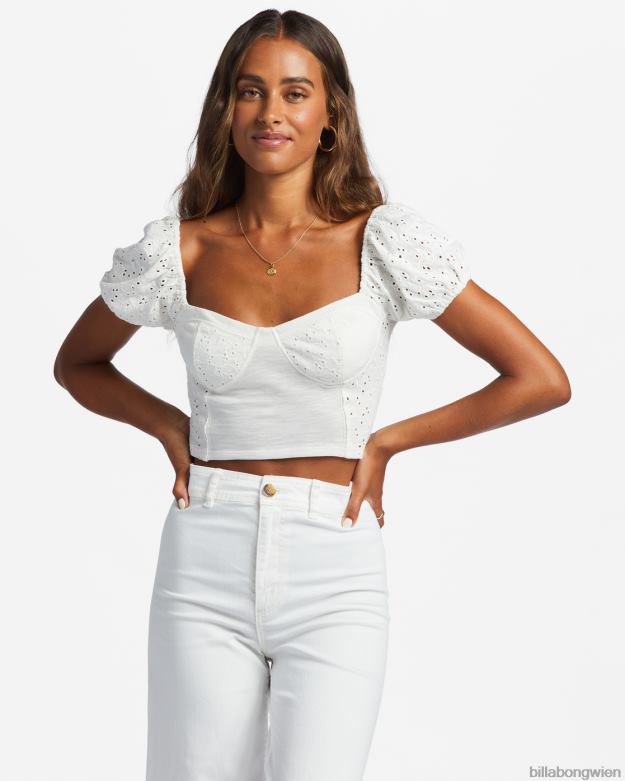 Billabong Clothing 00V681796 | Billabong Letztes Kuss-Top mit Puffärmeln Salzkristall Frauen