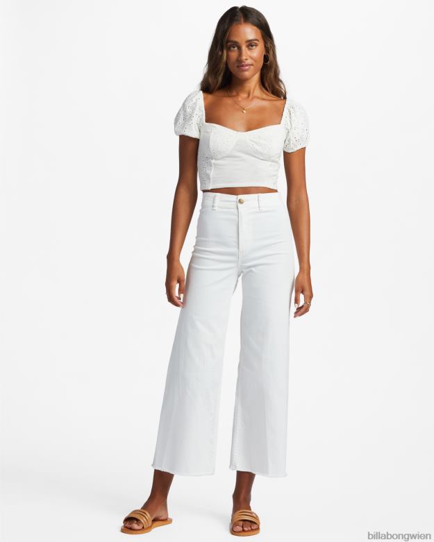 Billabong Clothing 00V681796 | Billabong Letztes Kuss-Top mit Puffärmeln Salzkristall Frauen