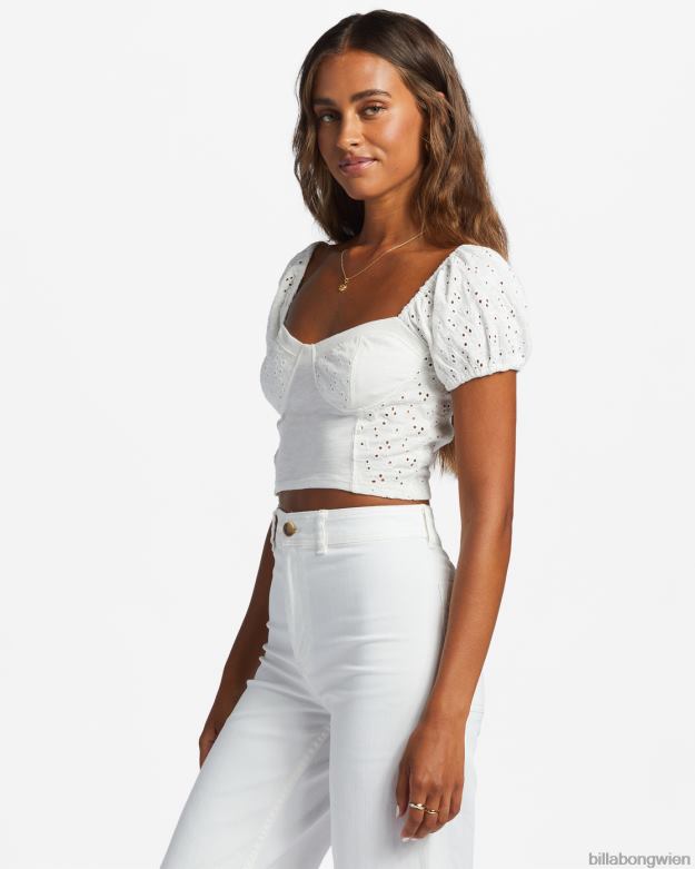 Billabong Clothing 00V681796 | Billabong Letztes Kuss-Top mit Puffärmeln Salzkristall Frauen