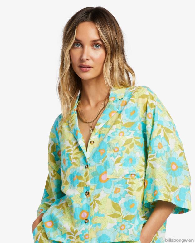 Billabong Clothing 00V681802 | Billabong Alles gut, Button-Down-Top Meeresaugen Frauen