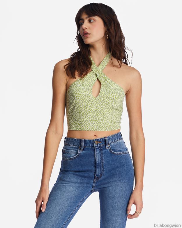 Billabong Clothing 00V681973 | Billabong Retro-Wellen-Crop-Top Mooswiese Frauen