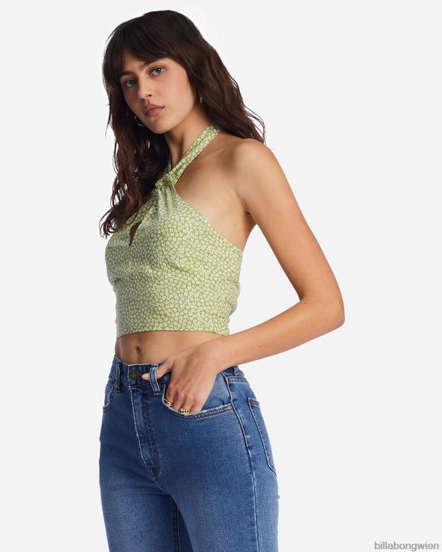 Billabong Clothing 00V681973 | Billabong Retro-Wellen-Crop-Top Mooswiese Frauen