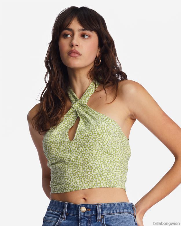 Billabong Clothing 00V681973 | Billabong Retro-Wellen-Crop-Top Mooswiese Frauen