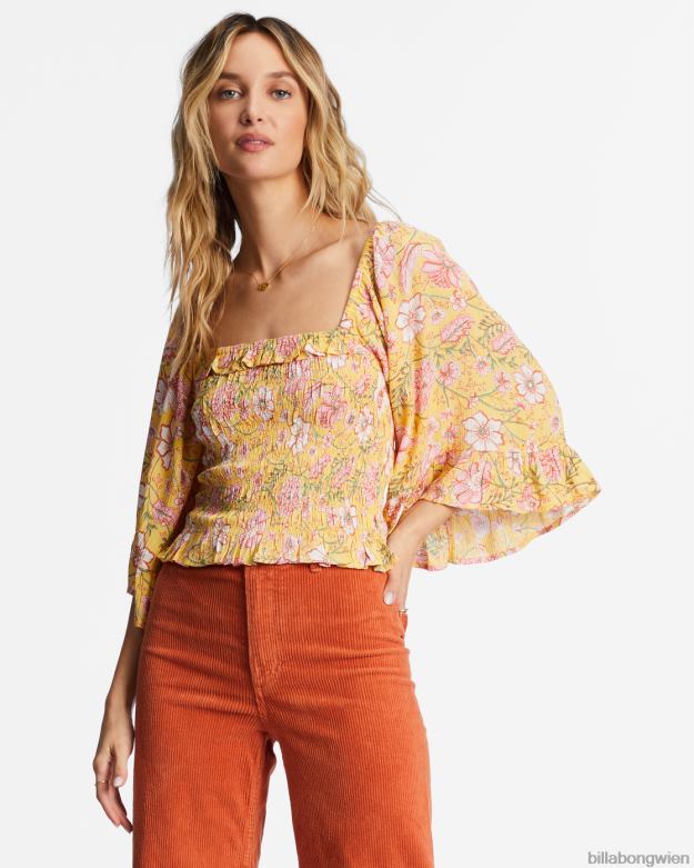 Billabong Clothing 00V682159 | Billabong „Be my Babe“-Top mit Glockenärmeln goldener Pfirsich Frauen