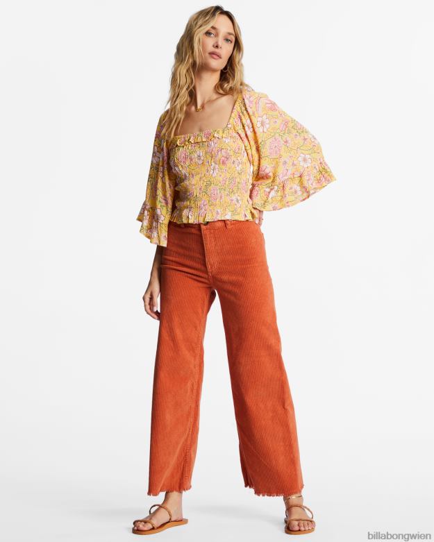 Billabong Clothing 00V682159 | Billabong „Be my Babe“-Top mit Glockenärmeln goldener Pfirsich Frauen