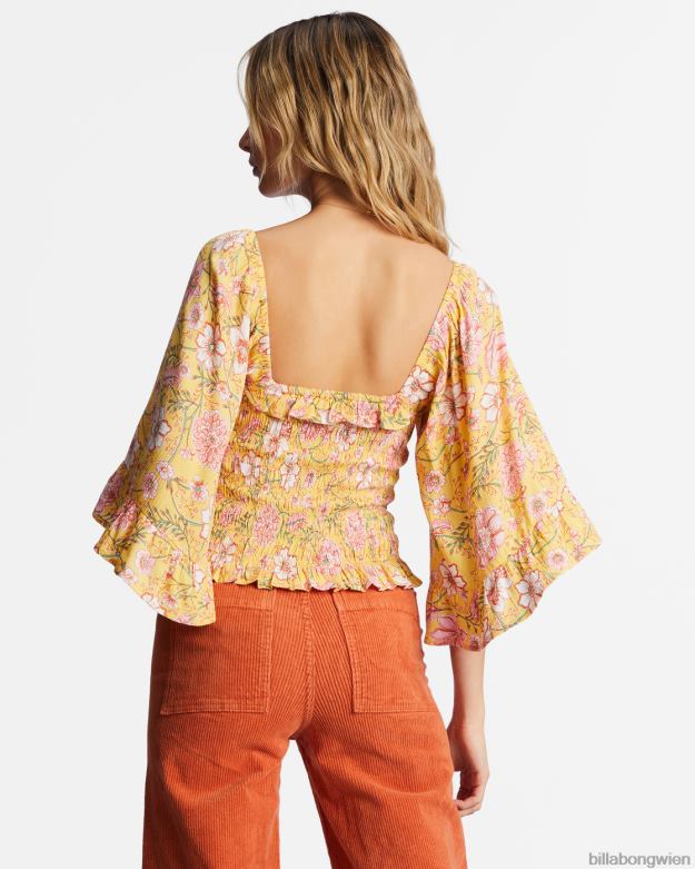 Billabong Clothing 00V682159 | Billabong „Be my Babe“-Top mit Glockenärmeln goldener Pfirsich Frauen