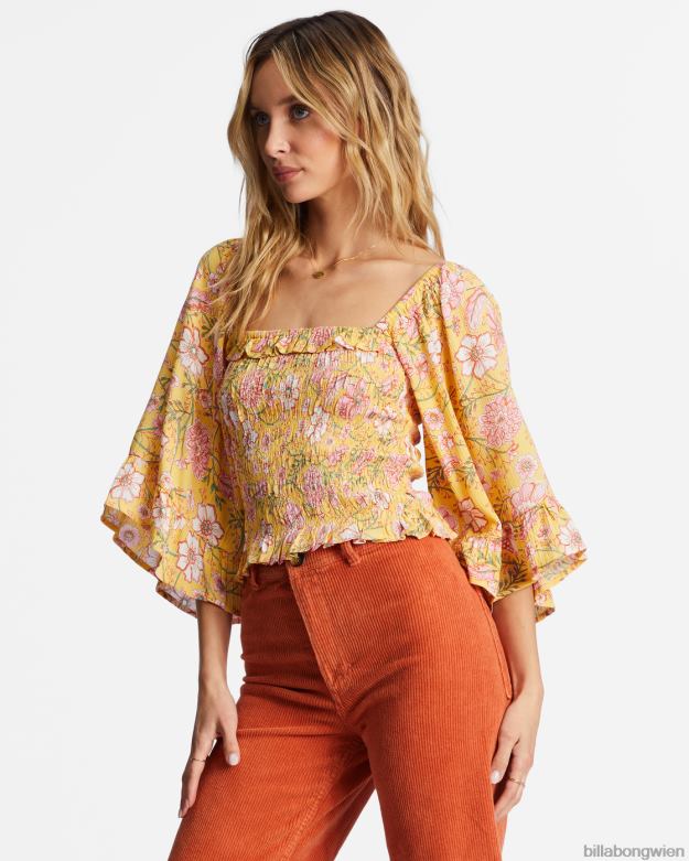 Billabong Clothing 00V682159 | Billabong „Be my Babe“-Top mit Glockenärmeln goldener Pfirsich Frauen