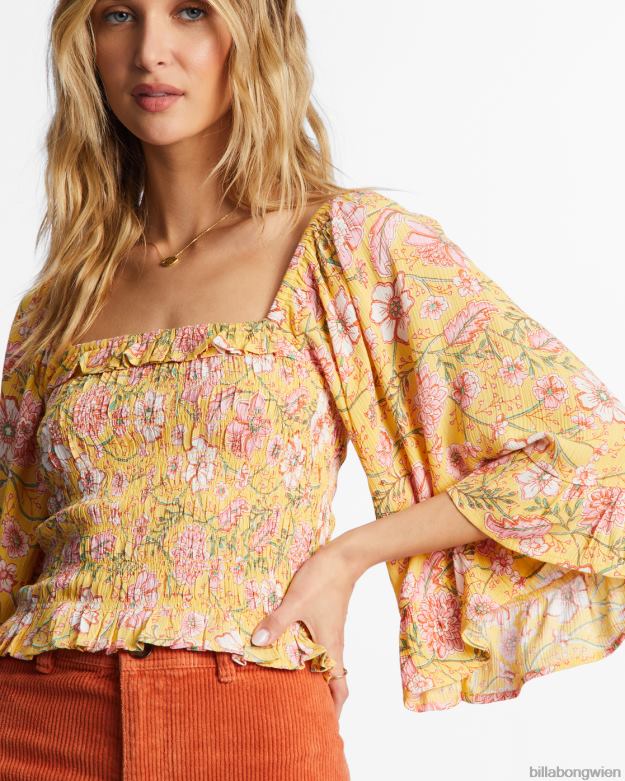 Billabong Clothing 00V682159 | Billabong „Be my Babe“-Top mit Glockenärmeln goldener Pfirsich Frauen