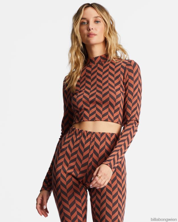 Billabong Clothing 00V682163 | Billabong New Heights Langarm-Top mit Stehkragen Ziegel Frauen